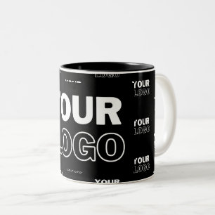 Tasse 2 Couleurs Votre logo et arrière-plan Logo répétitif Noir