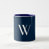 Tasse 2 Couleurs Votre monogramme en marine et blanc (Centre)