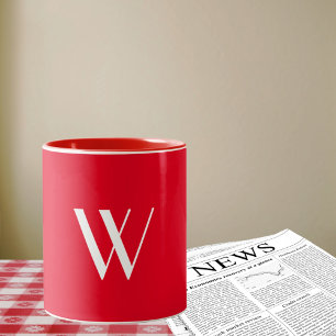 Tasse 2 Couleurs Votre monogramme en rouge et blanc