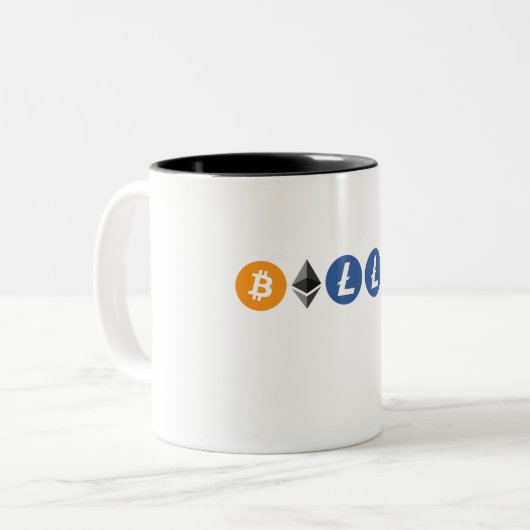 Tasse 2 Couleurs Votre nom écrit dans les logos de cryptomonnaie po (Devant gauche)