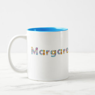 Tasse 2 Couleurs Votre nom en lettres florales artistiques / Margar