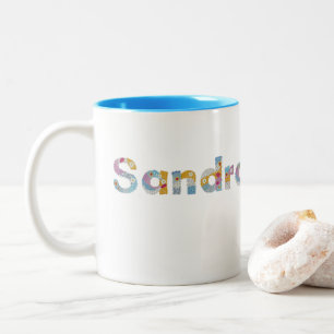Tasse 2 Couleurs Votre nom en lettres florales artistiques / Sandra