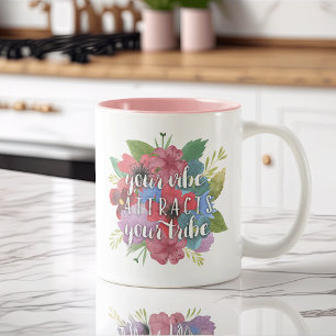 Tasse 2 Couleurs Votre Vibe Attire Votre Citation Fleur sauvage Tri