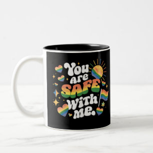 Tasse 2 Couleurs Vous êtes en sécurité avec moi LGBT Rainbow Gay