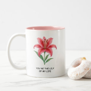 Tasse 2 Couleurs Vous êtes le lys de ma vie Aquarelle Fleur