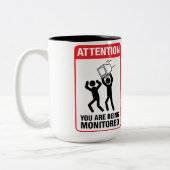 Tasse 2 Couleurs Vous êtes surveillés - humour de bureau (Gauche)