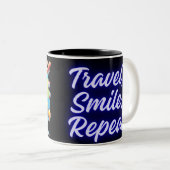 Tasse 2 Couleurs Voyage, sourire, répéter (Devant droit)