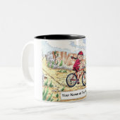 Tasse 2 Couleurs VTT - Dessin féminin (Devant gauche)