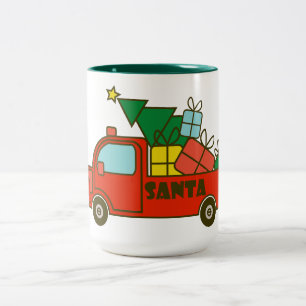 Tasse 2 Couleurs Vue latérale du camion père Noël Joyeux Noël