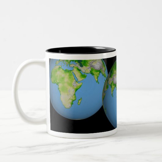 Tasse 2 Couleurs Vue topographique du monde (Gauche)