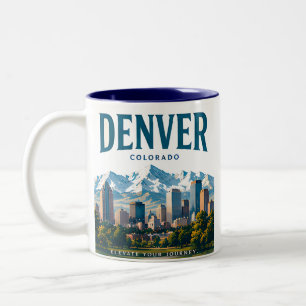 Tasse 2 Couleurs Vues alpines de la ville de Denver
