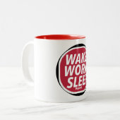 Tasse 2 Couleurs Wake, Work, Sleep repeat Print Novelty (Devant gauche)