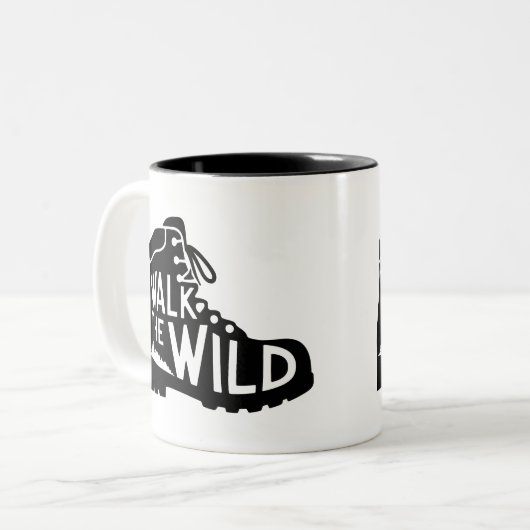 Tasse 2 Couleurs Walk the Wild Hiking Boot Graphic Design (Devant gauche)