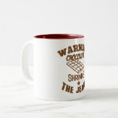 Tasse 2 Couleurs warning chocolate shrinks jeans citation humour (Devant gauche)