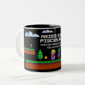 Tasse 2 Couleurs Warrier Dreamer - Aries Sun, Pisces Moon Zodiac Mu (Devant gauche)