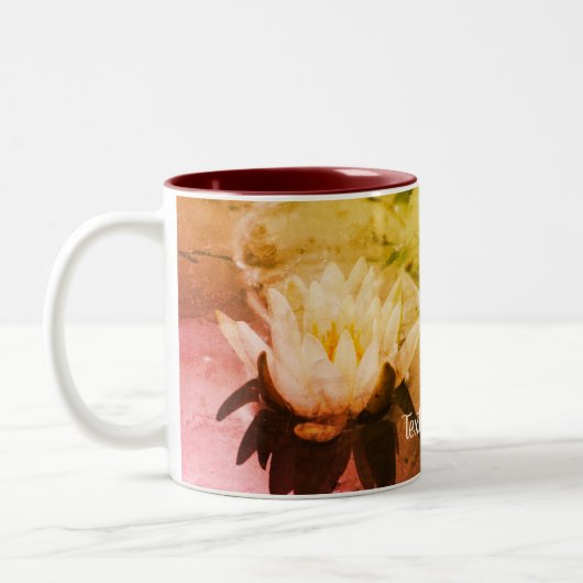 Tasse 2 Couleurs Water Lily Lotus Floral Art Personnalisé (Gauche)