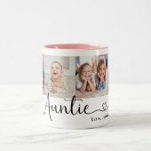 Tasse 2 Couleurs We Love you Auntie 4 Photo Collage Modern Script (Centre)