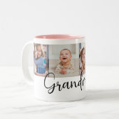Tasse 2 Couleurs We Love you Grandma Script 4 Photo Modern (Devant gauche)
