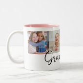 Tasse 2 Couleurs We Love you Grandma Script 4 Photo Modern (Gauche)