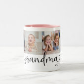 Tasse 2 Couleurs We Love you Grandma Script 4 Photo Modern (Centre)