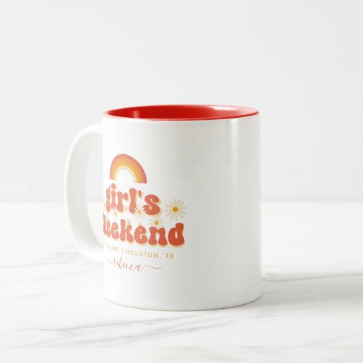 Tasse 2 Couleurs Week-end Rétro Filles Nom Personnalisé Enterrement (Devant gauche)