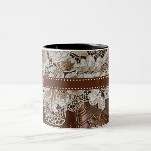 Tasse 2 Couleurs Western Country Leather n dentée Nom initial (Centre)