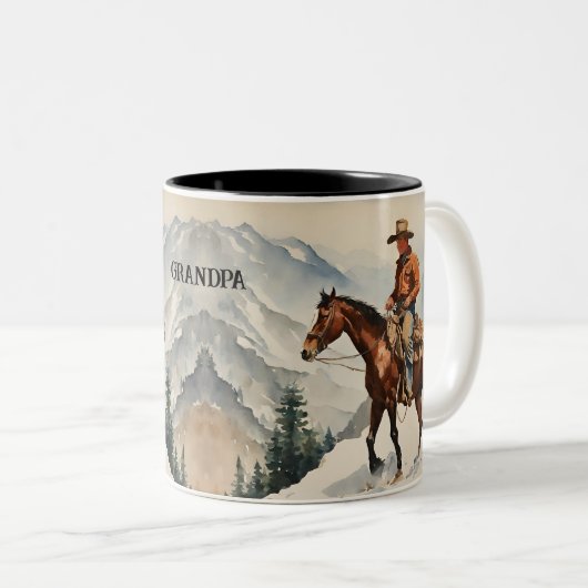 Tasse 2 Couleurs Western Cowboy Personnalisé (Devant droit)