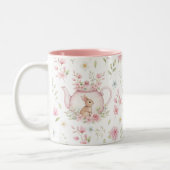 Tasse 2 Couleurs Whimsical Bunny Teapot Floral Spring (Gauche)