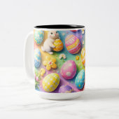 Tasse 2 Couleurs Whimsical Easter bunny and colourful egg pattern c (Devant gauche)