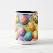 Tasse 2 Couleurs Whimsical Easter bunny and colourful egg pattern c (Centre)