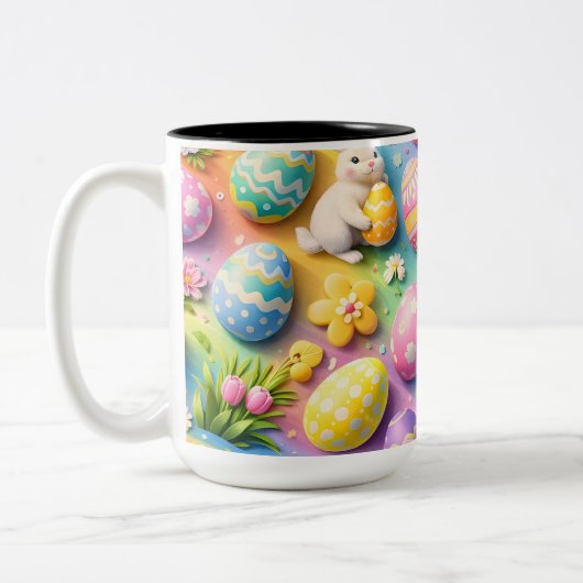 Tasse 2 Couleurs Whimsical Easter bunny and colourful egg pattern c (Gauche)