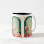 Tasse 2 Couleurs Whimsical Floral Meadow Cat Art (Devant droit)