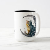 Tasse 2 Couleurs Whimsical Moonlit Cat Art (Devant droit)