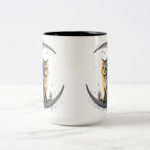 Tasse 2 Couleurs Whimsical Moonlit Cat Art (Centre)