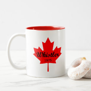 Tasse 2 Couleurs Whistler Canada 1975 Couleur Feuille d'érable roug
