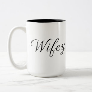 Tasse 2 Couleurs Wifey moderne noir Script femmes blanches