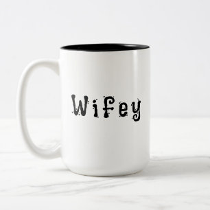 Tasse 2 Couleurs Wifey moderne noir Script femmes blanches