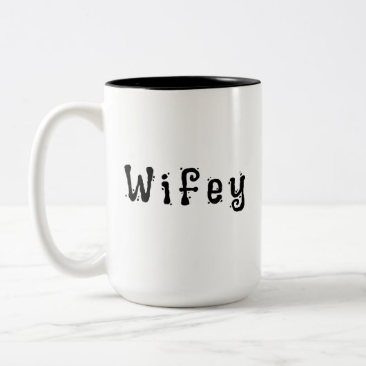 Tasse 2 Couleurs Wifey moderne noir Script femmes blanches (Gauche)