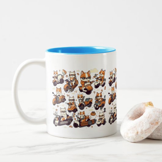Tasse 2 Couleurs Wild meows équitation scooters (Avec donut)