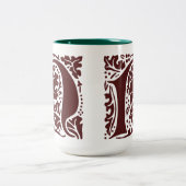 Tasse 2 Couleurs William Morris Dark Red Art Artisanat Monogramme (Centre)