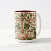 Tasse 2 Couleurs William Morris Fleurs Lodden Foliage Vert rose (Devant droit)