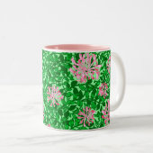 Tasse 2 Couleurs William Morris Honeysuckle, rose et vert (Devant droit)