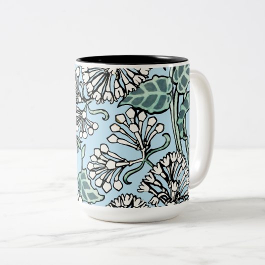Tasse 2 Couleurs William Morris Jasmine et Motif Feuille (Devant droit)