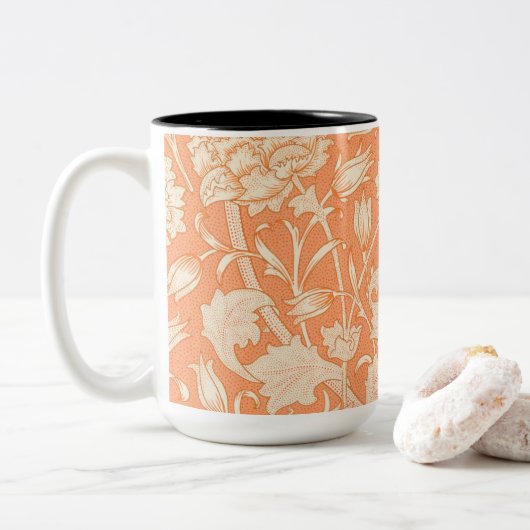 Tasse 2 Couleurs William Morris Wild Tulip célèbre motif (Avec donut)
