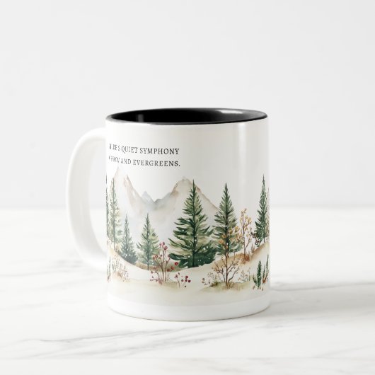 Tasse 2 Couleurs Winter Mountain Mug: Cozy Forest & Snow (Devant gauche)