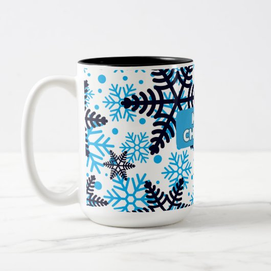 Tasse 2 Couleurs Winter Snowflake Pattern with Merry Christmas (Gauche)