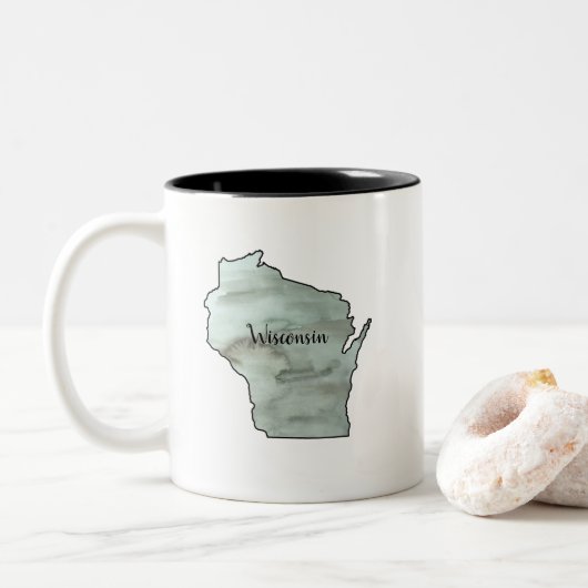 Tasse 2 Couleurs Wisconsin Illustration peinture céramique (Avec donut)