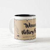 Tasse 2 Couleurs Wisconsin Notaire Public Scinder Plumes Quill (Devant gauche)