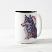 Tasse 2 Couleurs WOLF Fierce comme un loup, sauvage comme la nuit (Devant droit)
