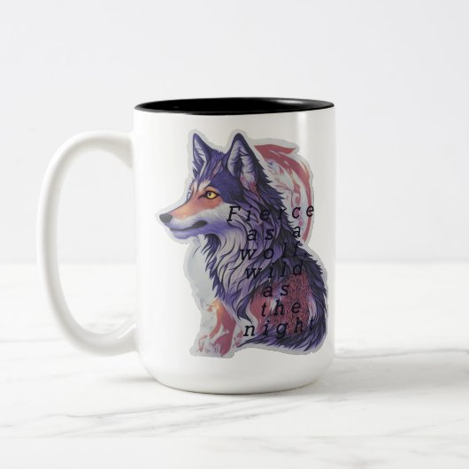 Tasse 2 Couleurs WOLF Fierce comme un loup, sauvage comme la nuit (Gauche)